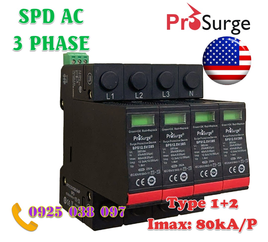 BPS12.5V/320(-S)/4P - Thiết bị cắt sét AC 3 pha 80kA