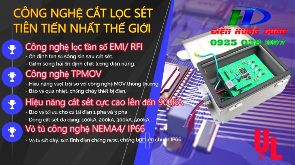 Thiết bị cắt lọc sét lan truyền 1 Pha, 3 Pha