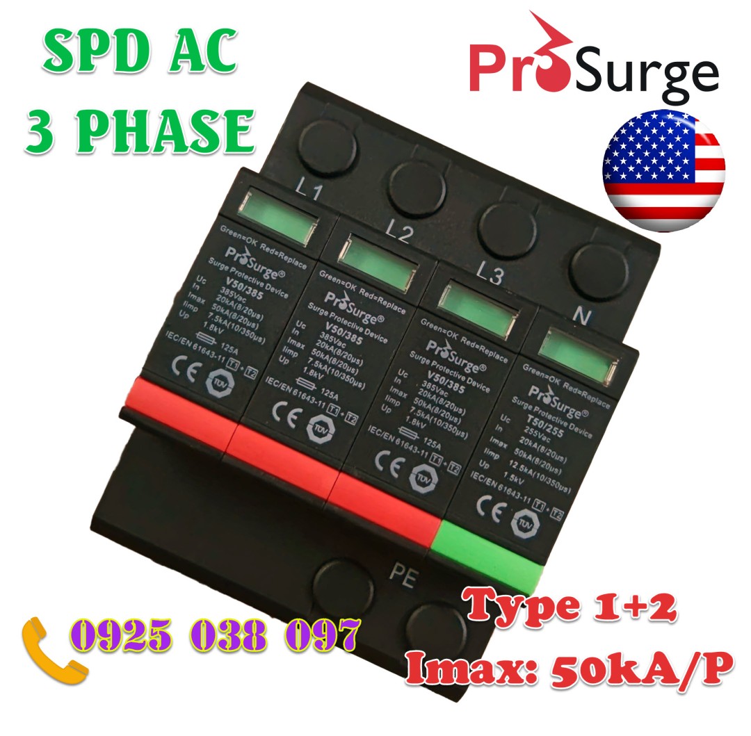 Thiết Bị Chống Sét Lan Truyền 3 Pha 50ka Mỹ Dt50 385 (3v+t) (s)