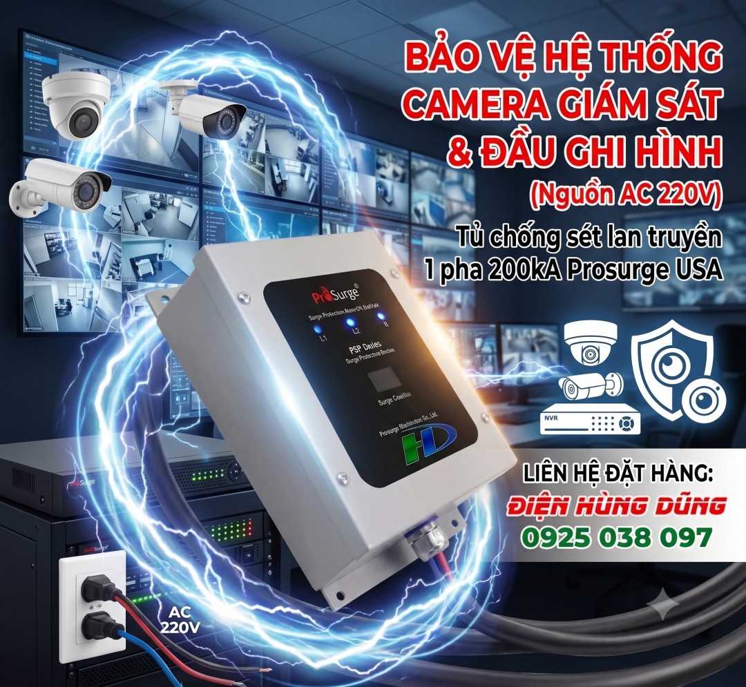 Chống Sét Lan Truyền Cho Nhà ở Chống Sét Lan Truyền Cho Nhà ở Bảo Vệ Hệ Thống Camera Giám Sát & Đầu Ghi Hình (nguồn Ac 220v)