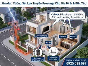 Chống Sét Nhà Ở Dân Dụng & Biệt Thự SmartHome Bằng SPD Prosurge 200kA