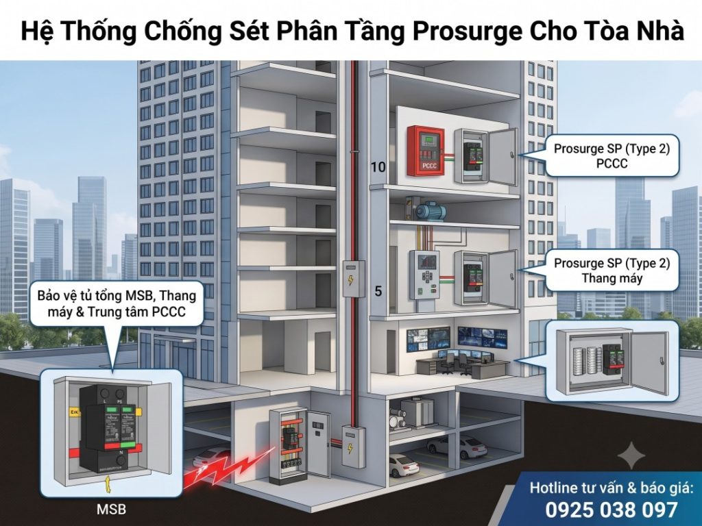 Giải Pháp Chống Sét Cho Tòa Nhà Văn Phòng & Chung Cư Bằng Prosurge