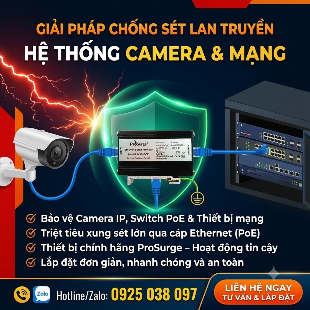 D 48 Rj45b Poe – Thiết Bị Chống Sét Lan Truyền Cho Hệ Thống Mạng Lan Ethernet Và Camerapoe